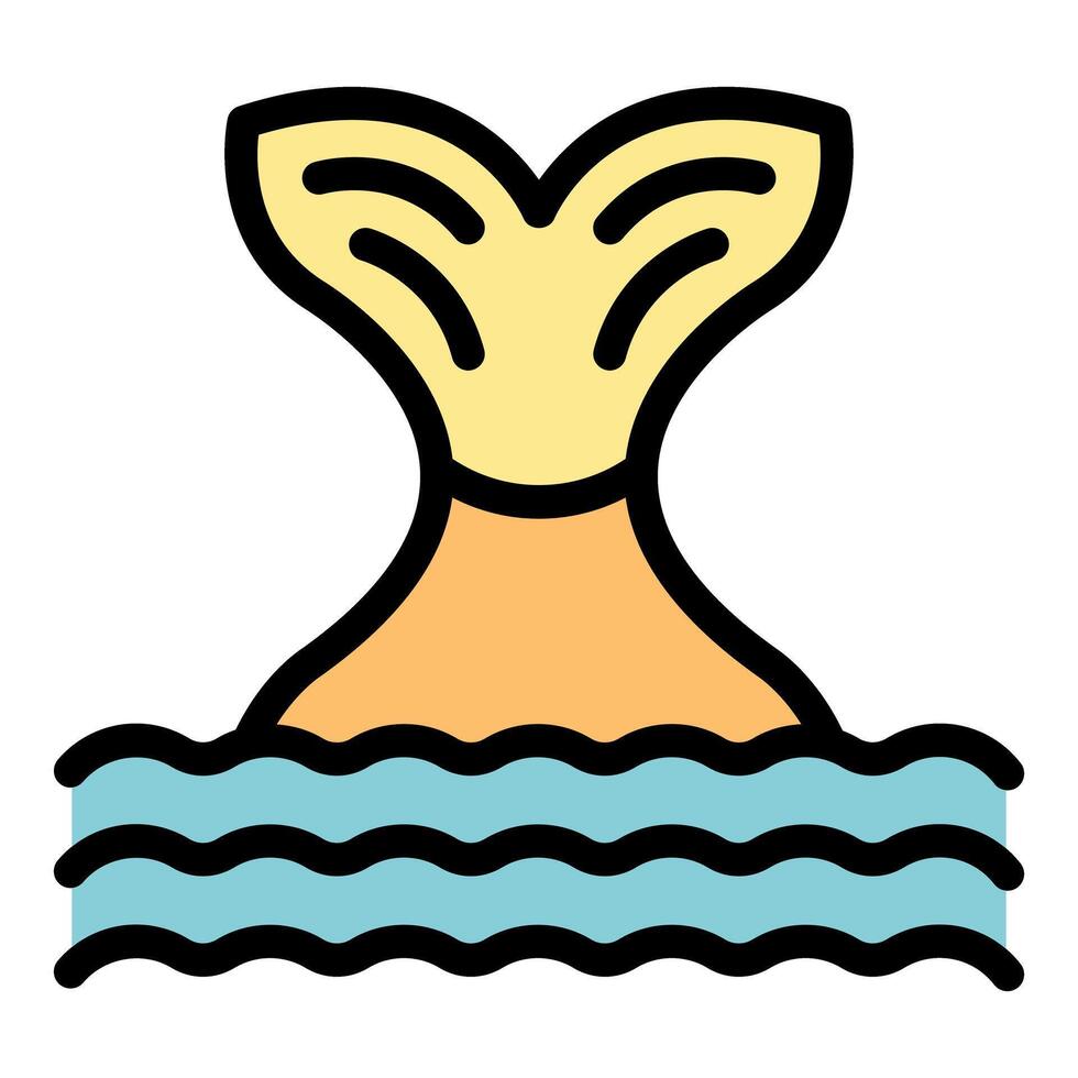 Mermaid tail emerging from water, mythical creature swimming in ocean vector