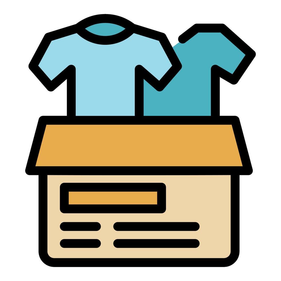 Cardboard box containing clean t shirts ready for shipping and delivery vector