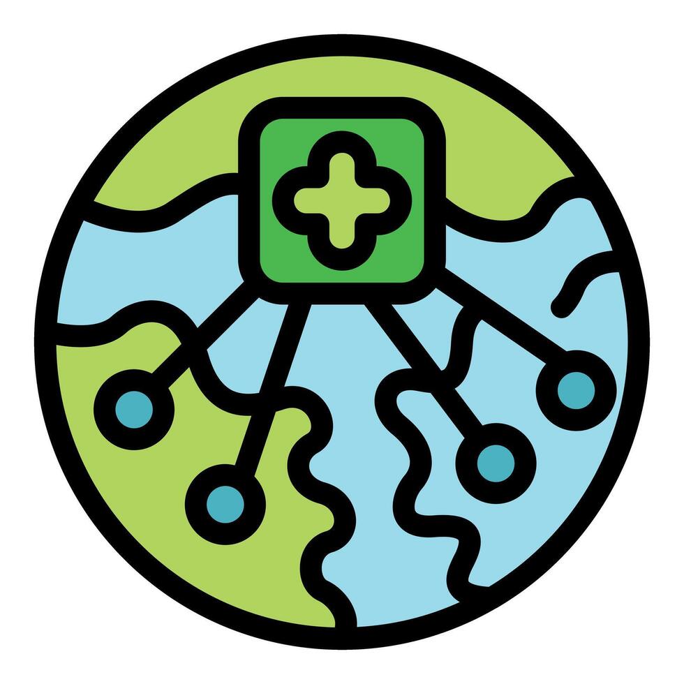 Global healthcare network connecting world with medical services vector