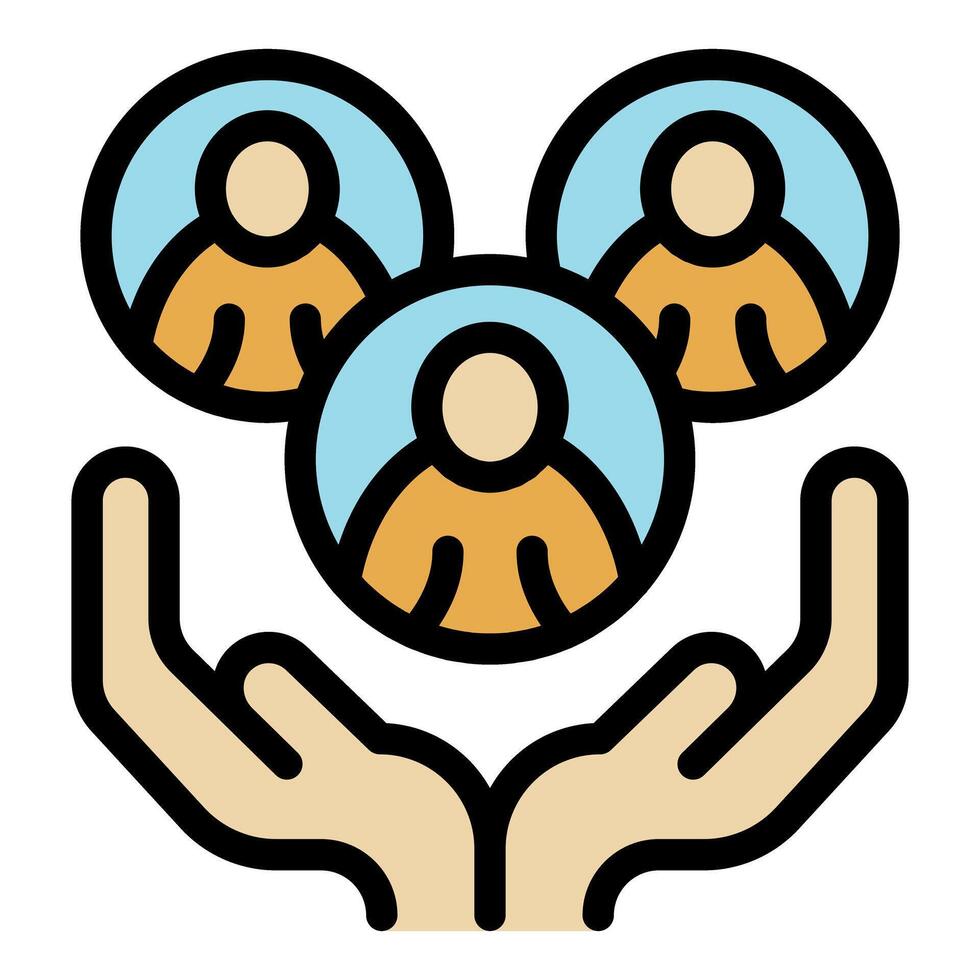 Protecting team, customer care, and human resources concept vector
