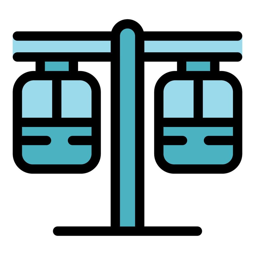 Cable car transportation system hanging on support pillar vector