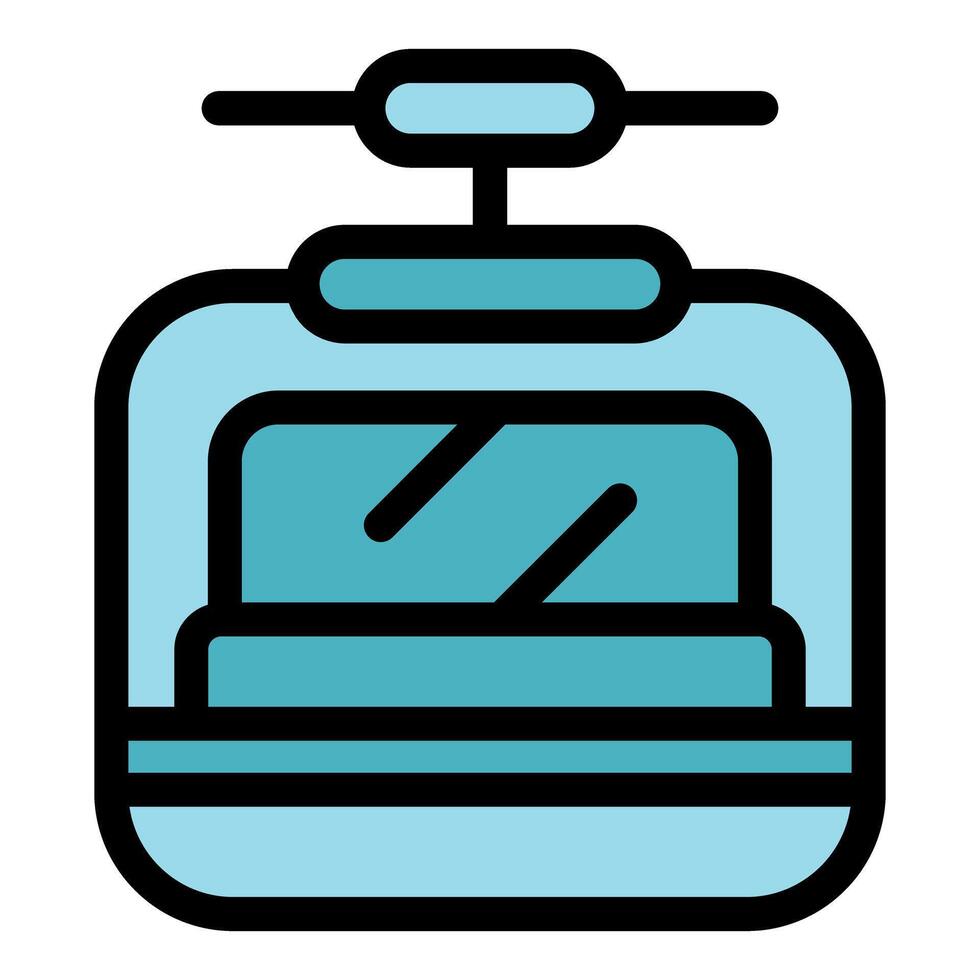 Funicular cable car ascending mountain slope, transportation icon vector