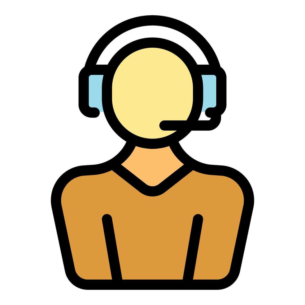 Male dispatcher wearing headset and providing technical support vector