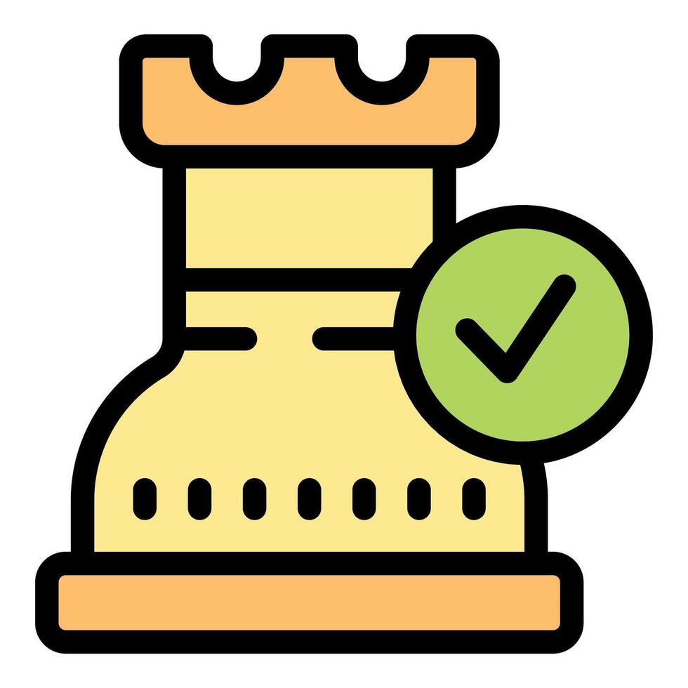 Rook chess piece receiving check mark approval symbol vector