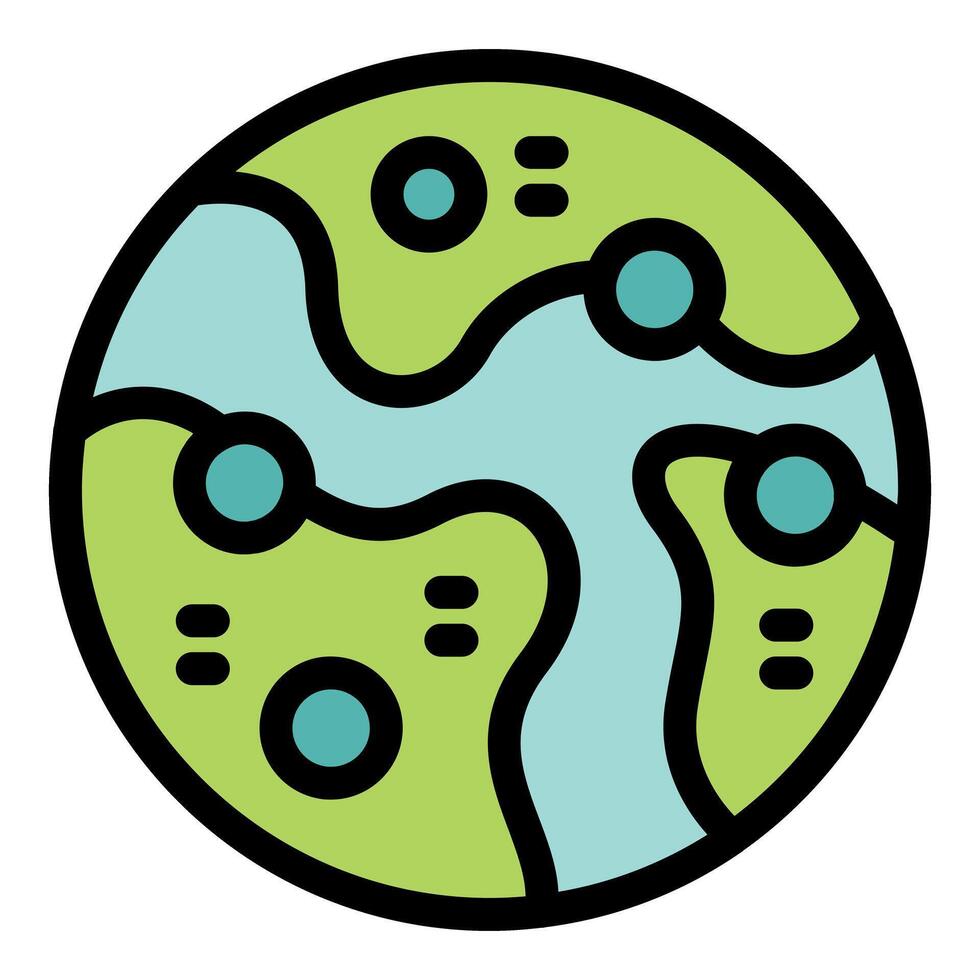 Green planet with rivers and craters representing hypothetical exoplanet vector