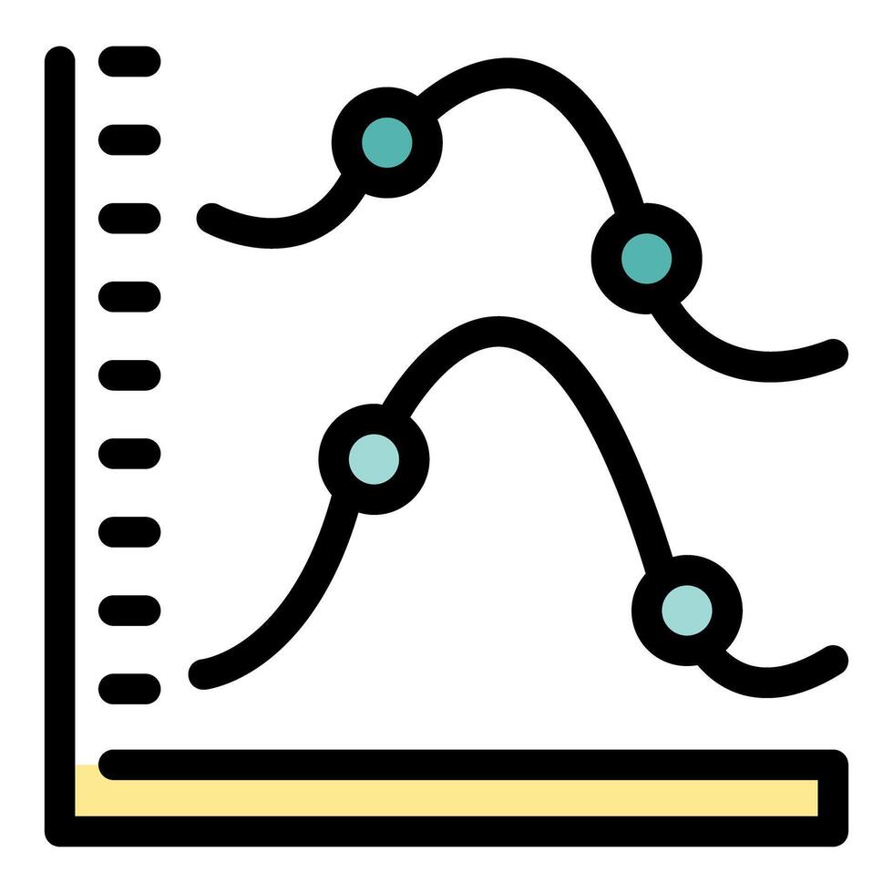 Statistical chart showing decreasing and increasing trends with data points vector