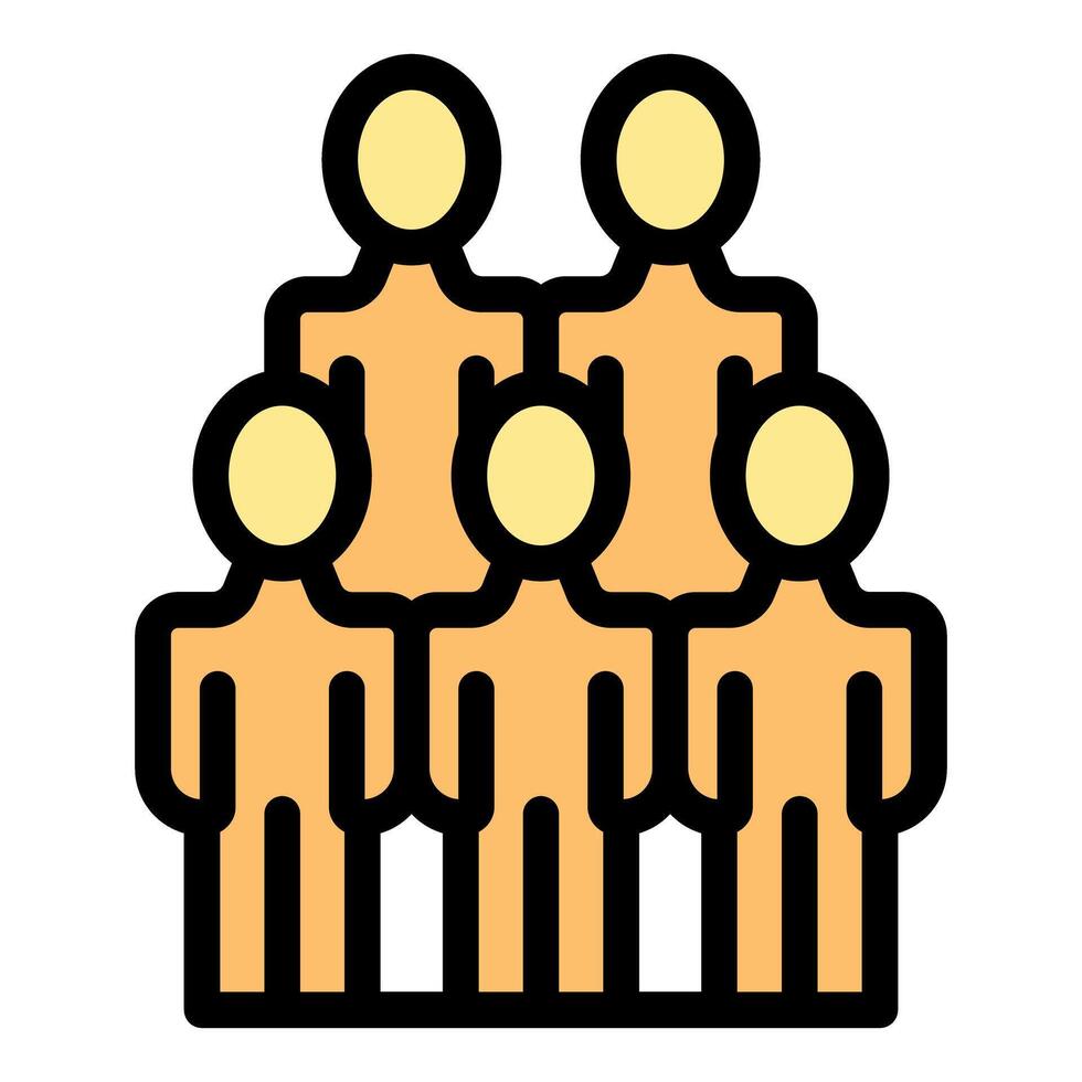 Five people standing together forming a cohesive group vector