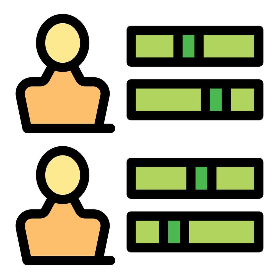 Evaluating employee performance with progress bars and avatars vector