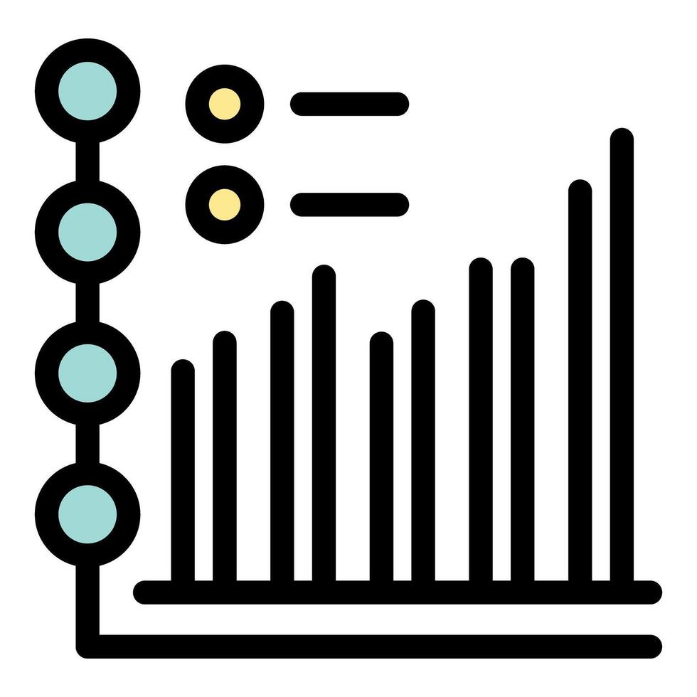 Growing bar chart with check list and timeline icon vector