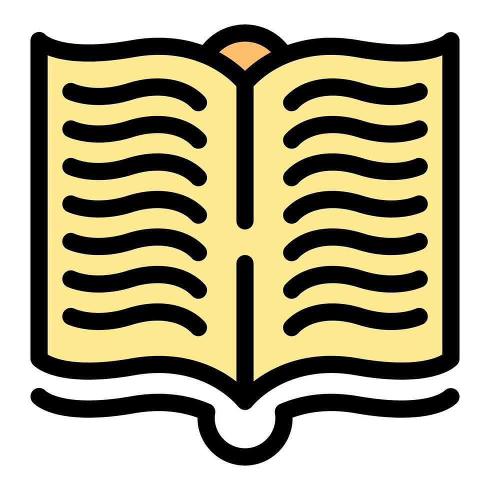 Open book with wavy pages representing knowledge and learning vector