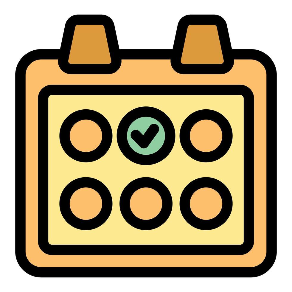 Calendar page showing scheduled appointment with check mark icon vector