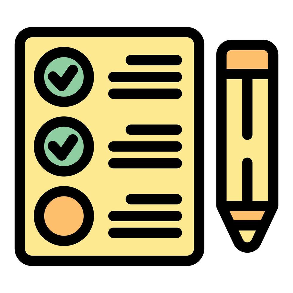 Checklist with pencil, completing tasks on document with check marks vector