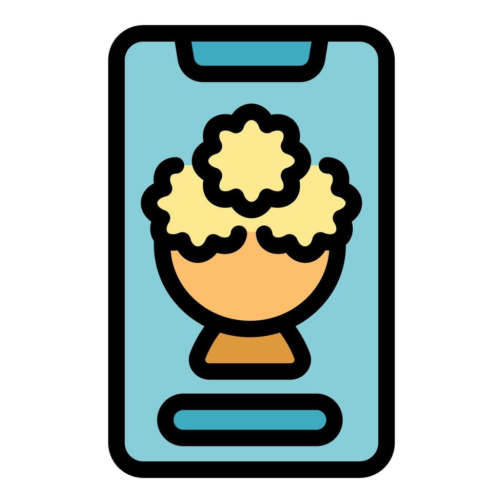 Smartphone showing a person with curly hair getting a virtual makeover vector