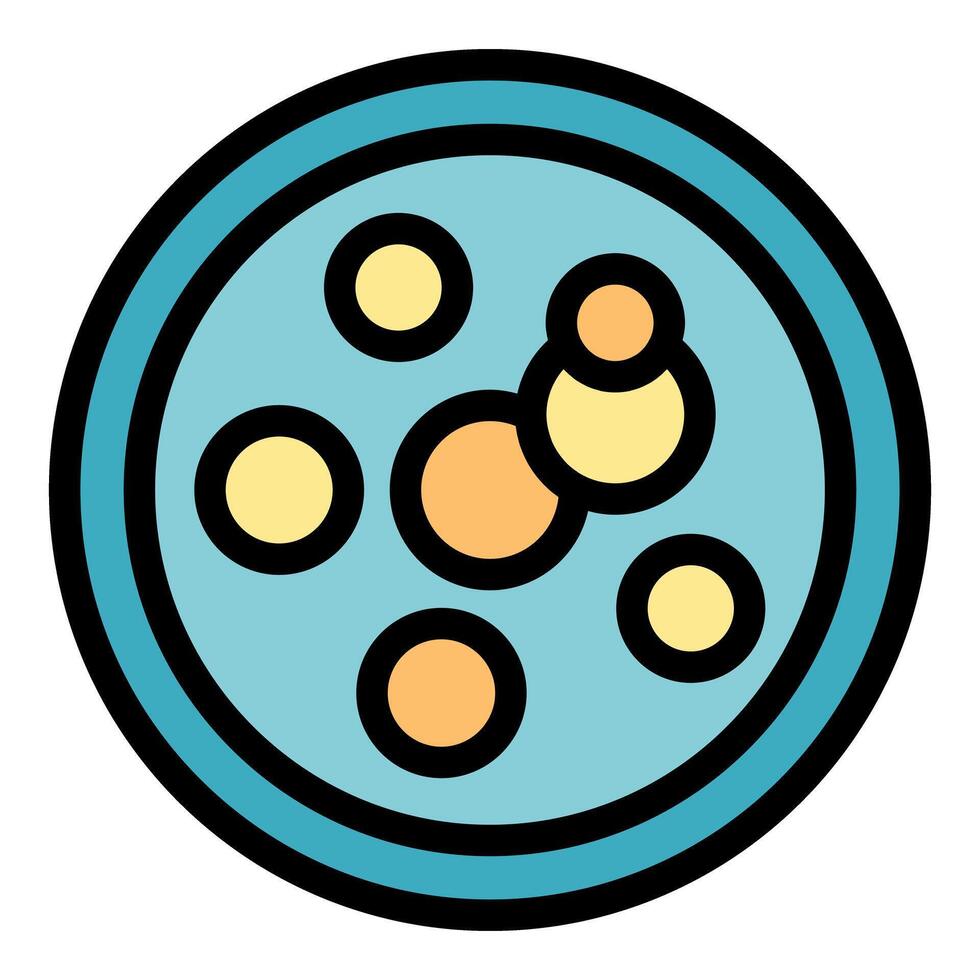 Petri dish showing growing bacteria colonies under laboratory microscope vector