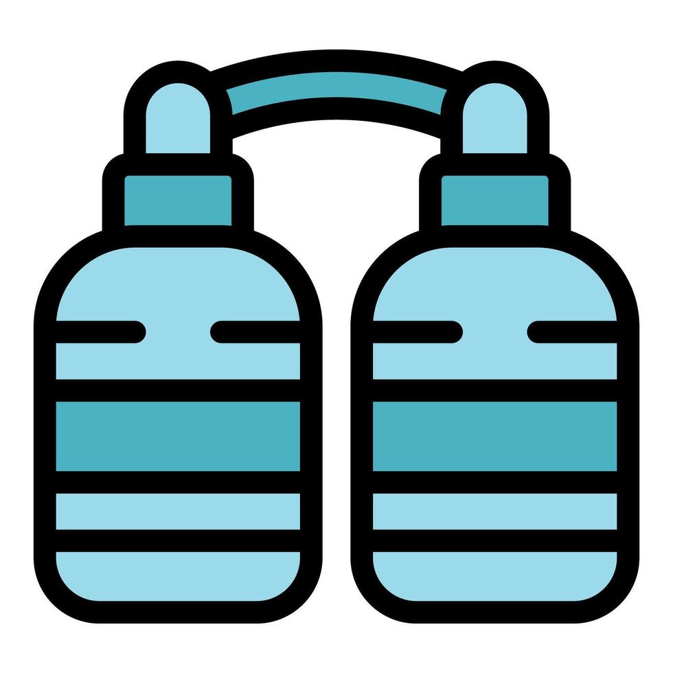 Double diving oxygen tank connecting with tube for safe diving vector