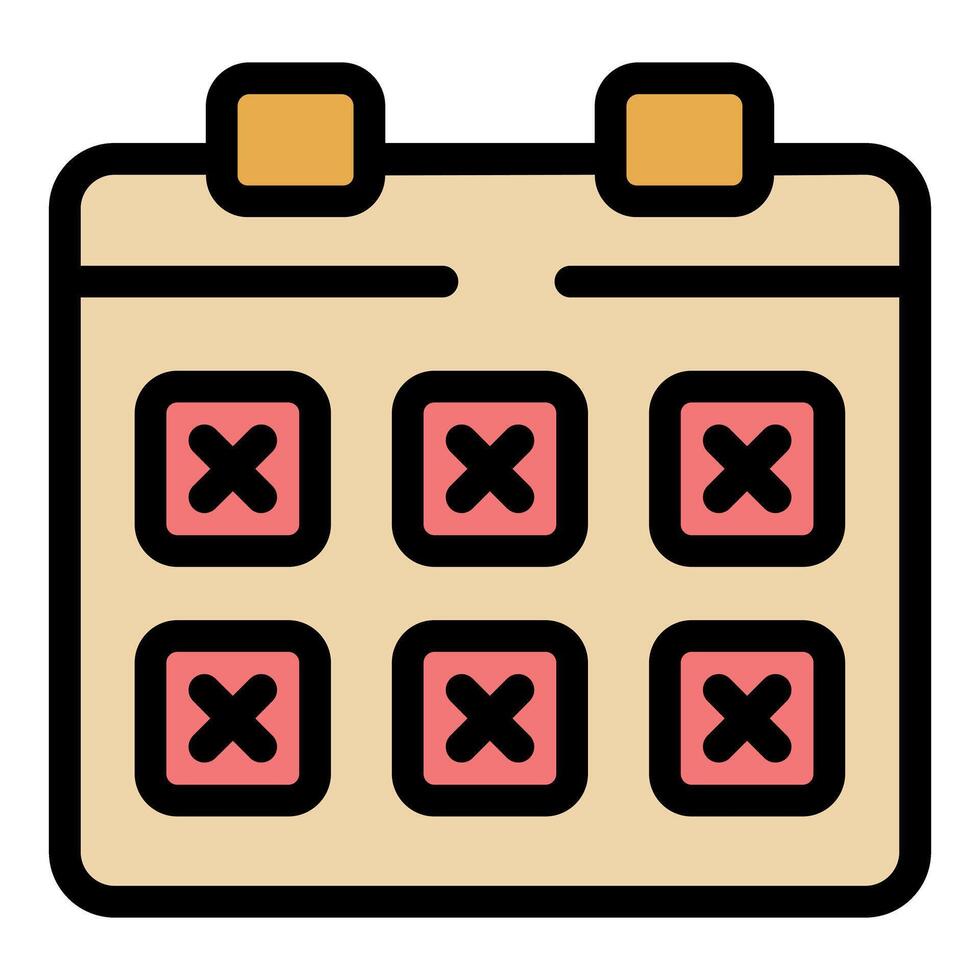 Calendar showing crossed out days representing busy schedule or deadline vector