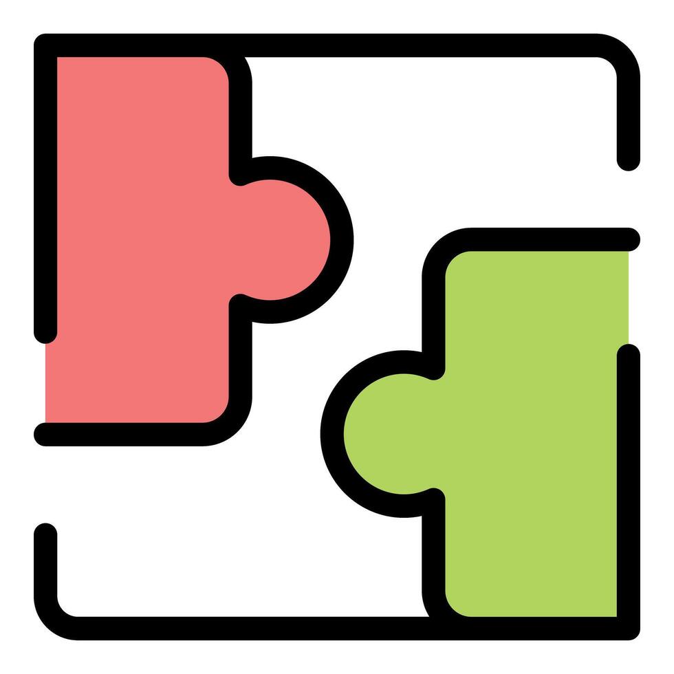Two connecting puzzle pieces representing problem solving and teamwork vector