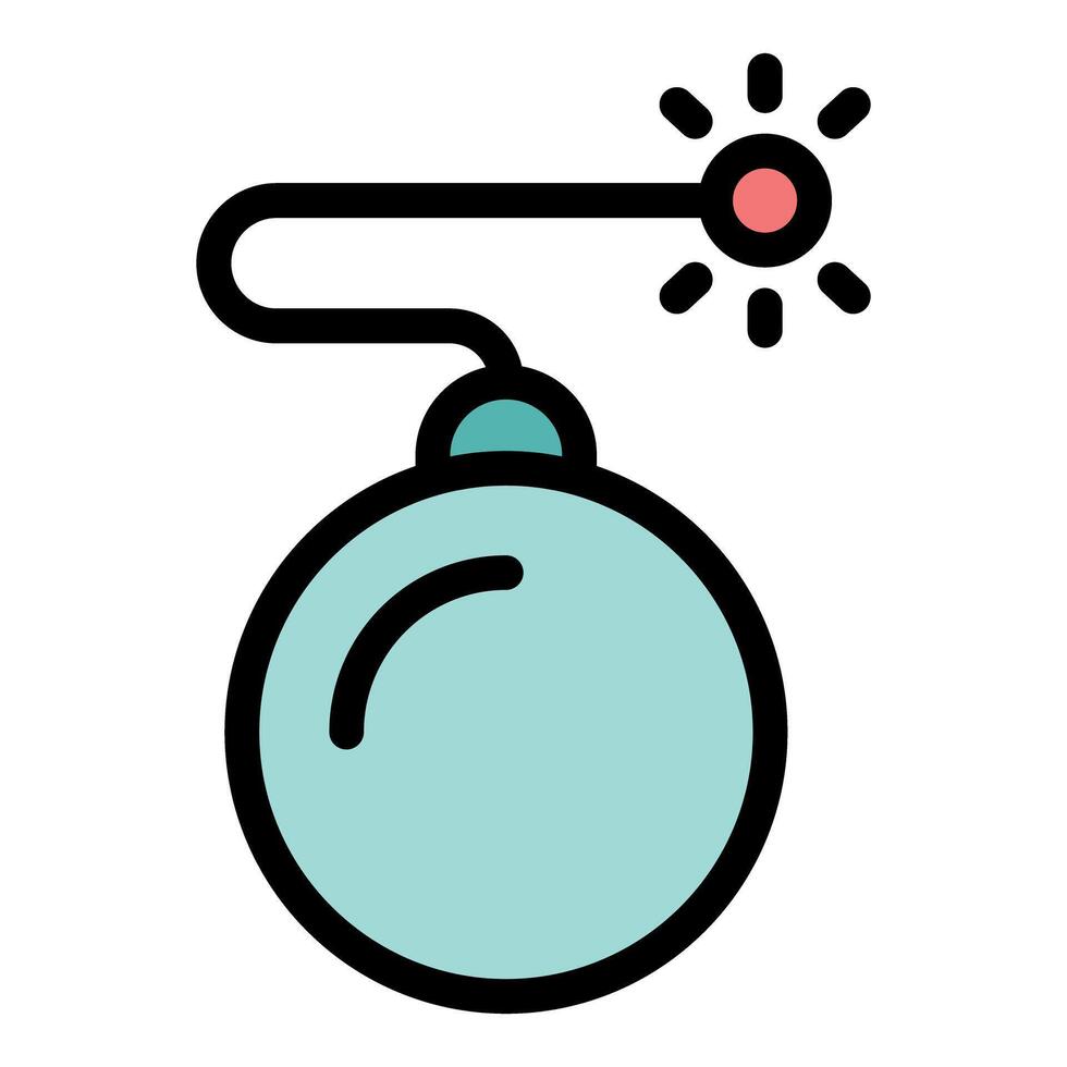 Round bomb with burning fuse exploding, terrorism and danger concept vector