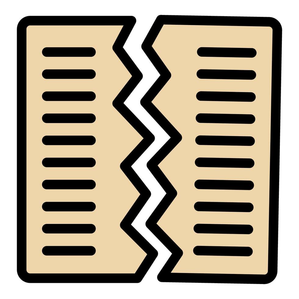 Torn paper document is splitting into two halves vector