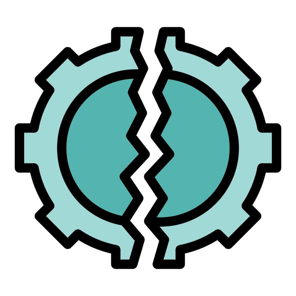 Broken gear wheel symbolizing business failure and technical issue vector