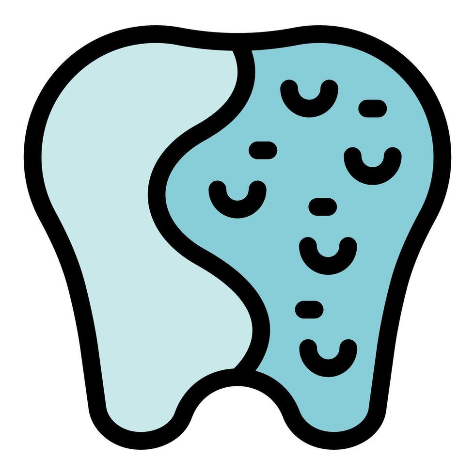 Damaged tooth showing signs of demineralization and decaying enamel vector