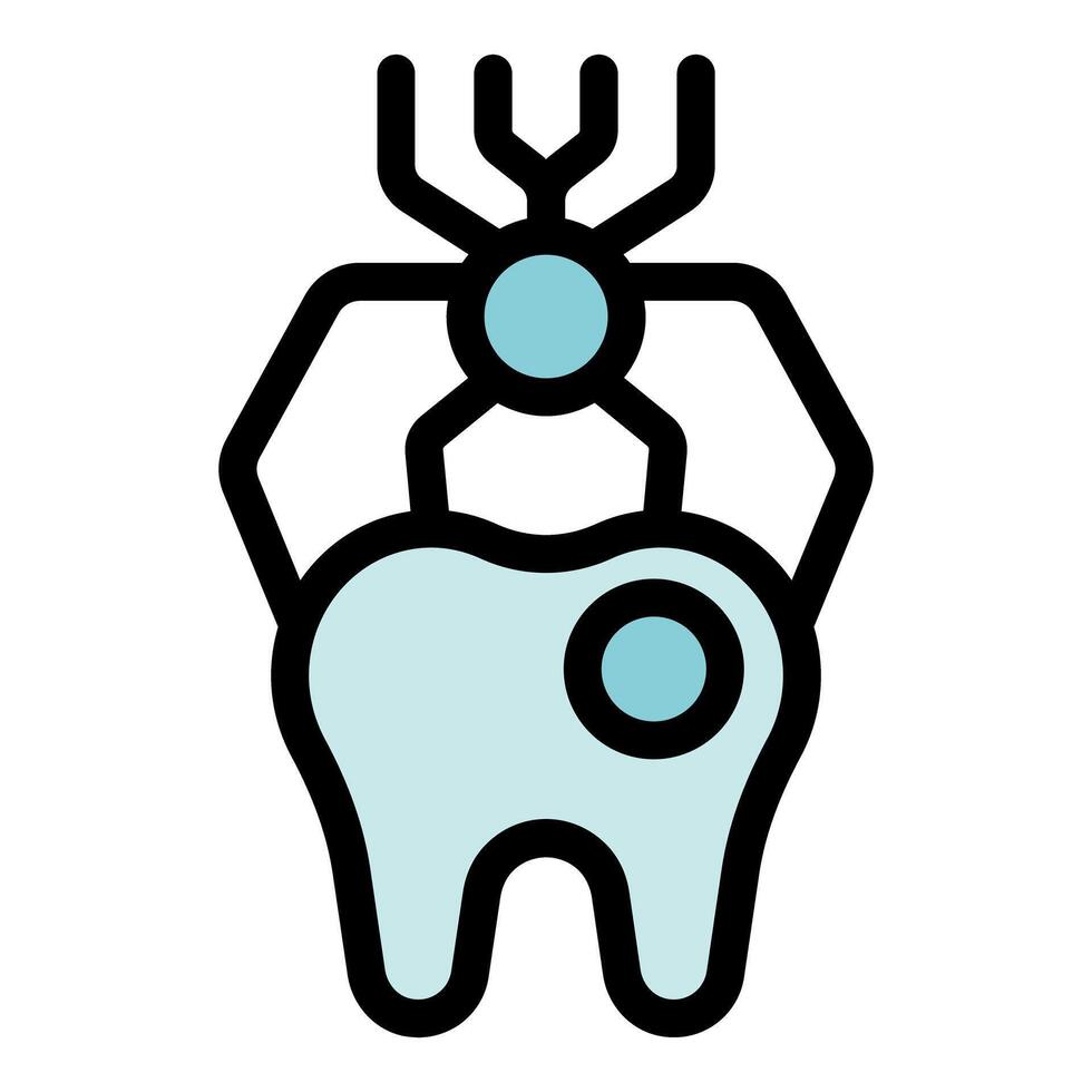 Nanorobot repairing a damaged tooth using nanotechnology vector