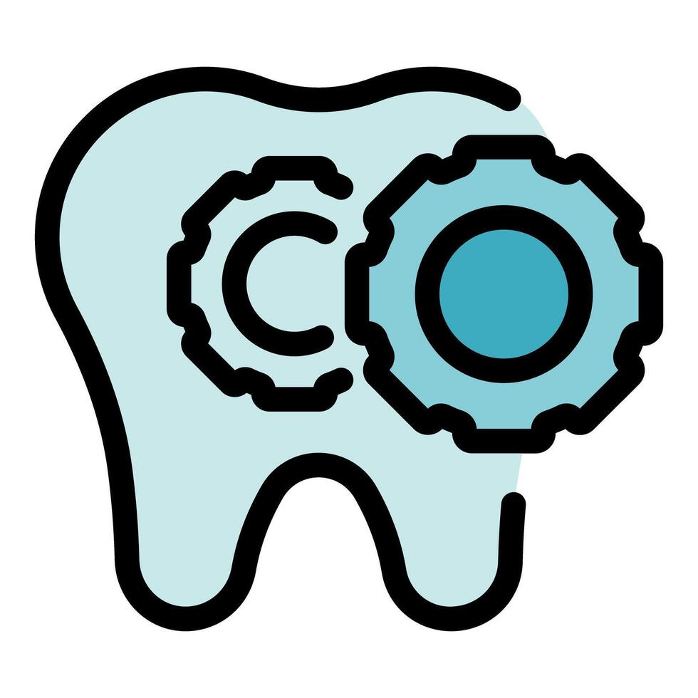 Copyright of dental filling restoring a tooth with mechanical gear vector