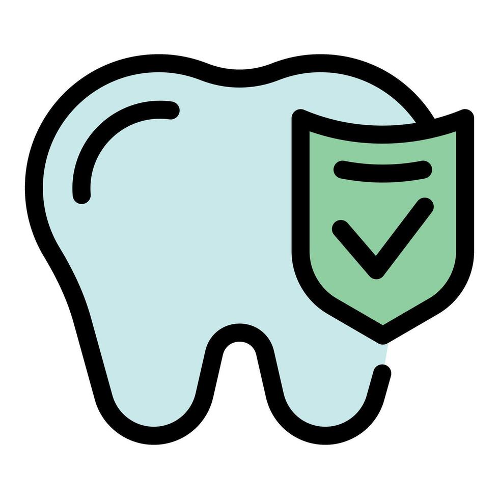Healthy tooth with shield and check mark, dental protection and care vector