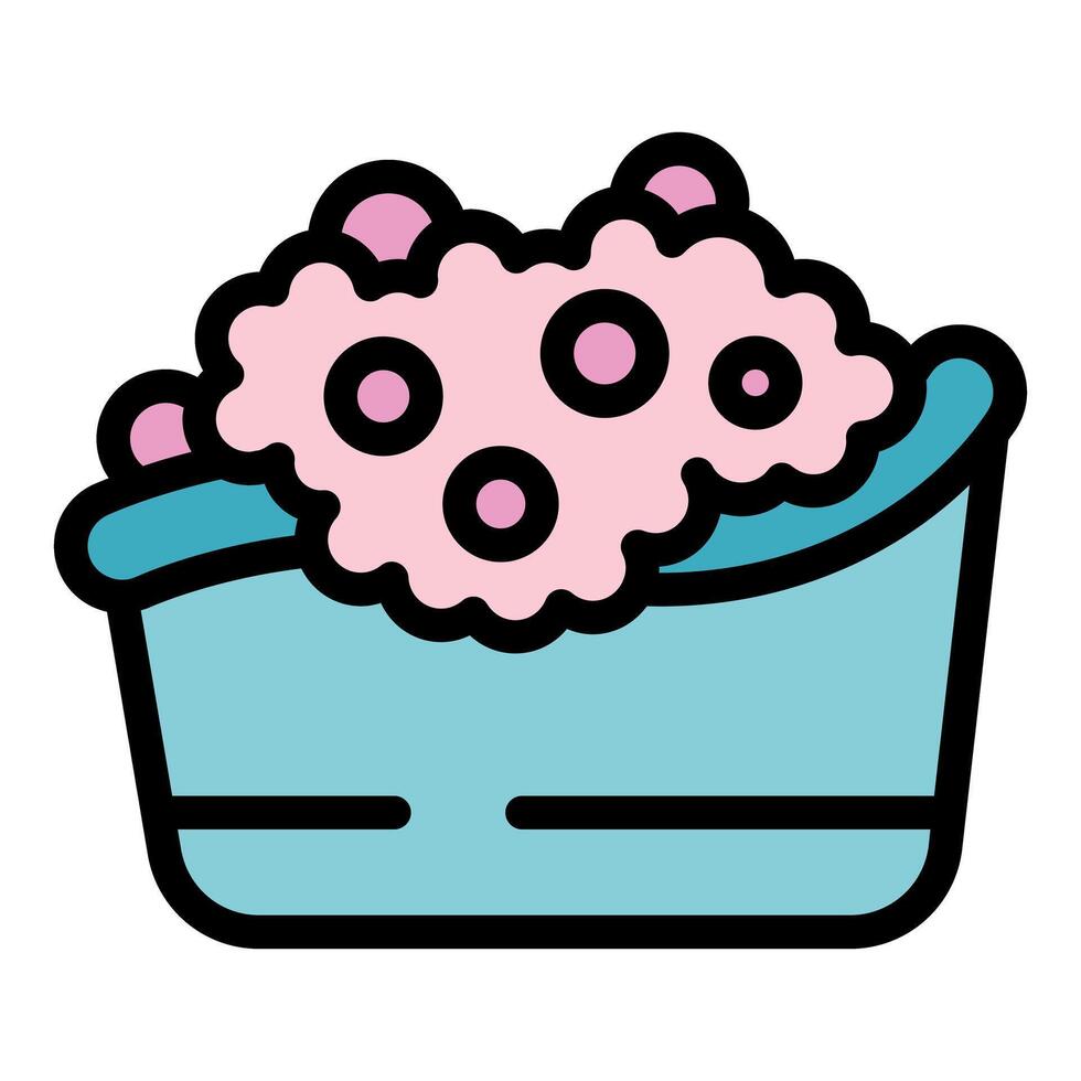 Basin full of soapy water with foam creating bubbles for laundering clothes vector