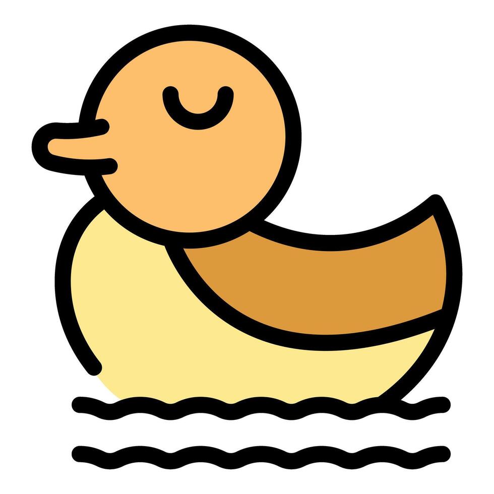 Cute yellow duck floating on water cartoon illustration vector