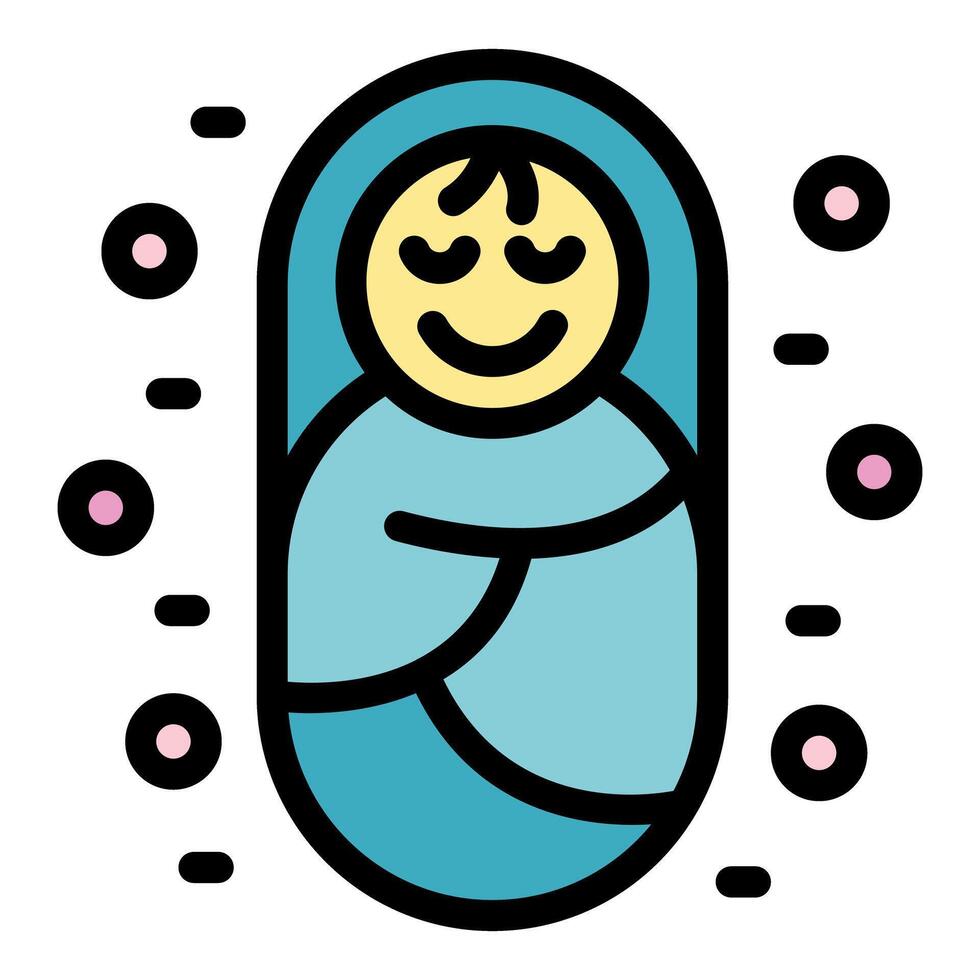 Newborn baby sleeping in cradle surrounded by circles icon vector