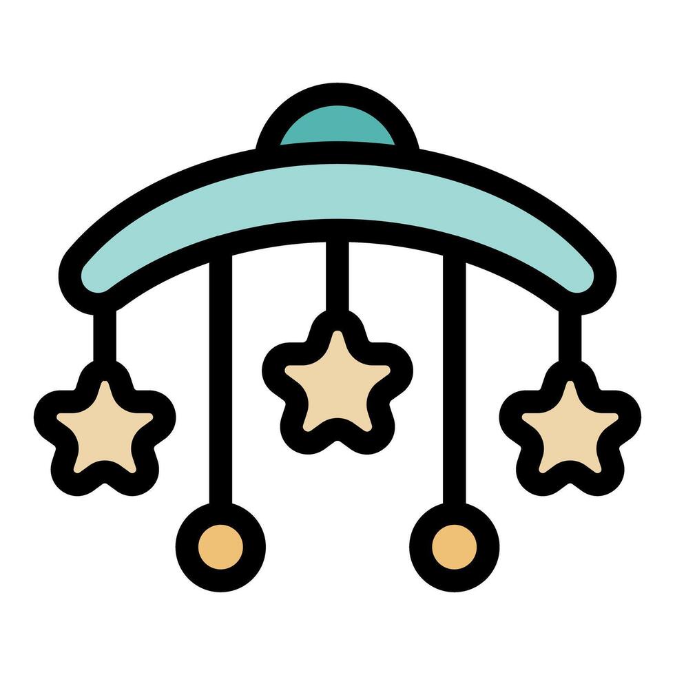 Baby mobile with hanging stars and balls is gently rotating vector