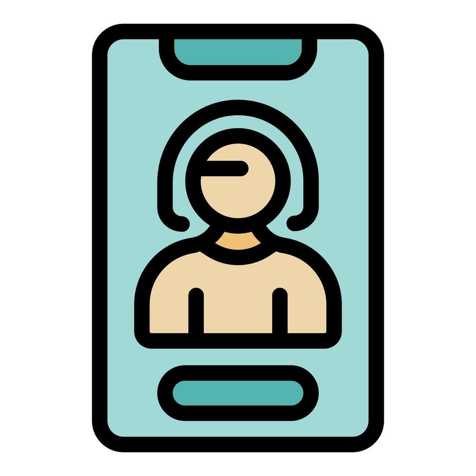 Smartphone showing online user profile with button for chatting or calling vector
