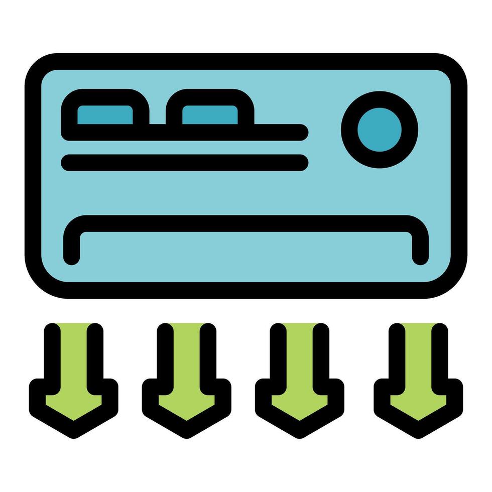 Air conditioner blowing cold air downwards, cooling system icon vector