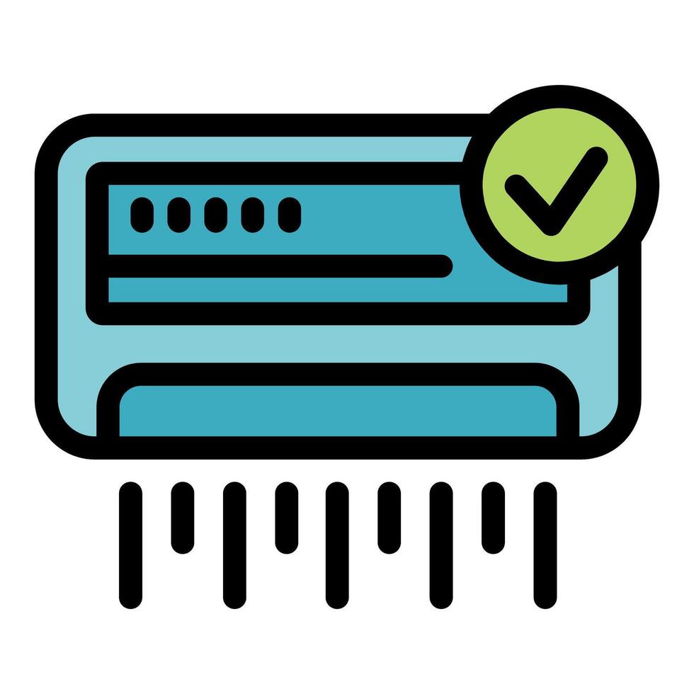 Air conditioner blowing cold air with check mark showing successful operation vector