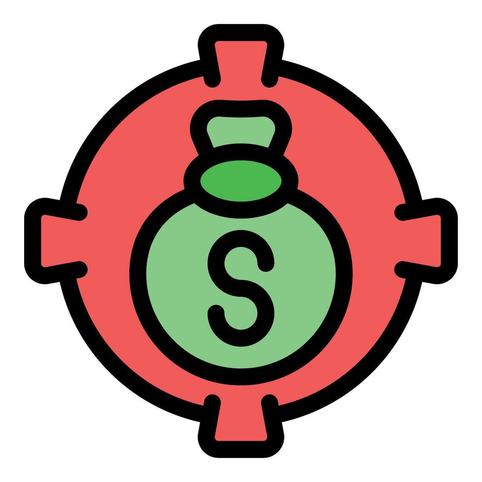 Targeting money bag, achieving financial goals with precision and strategy vector