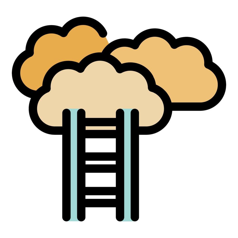 Ladder leading to fluffy clouds symbolizing achieving dreams and aspirations vector