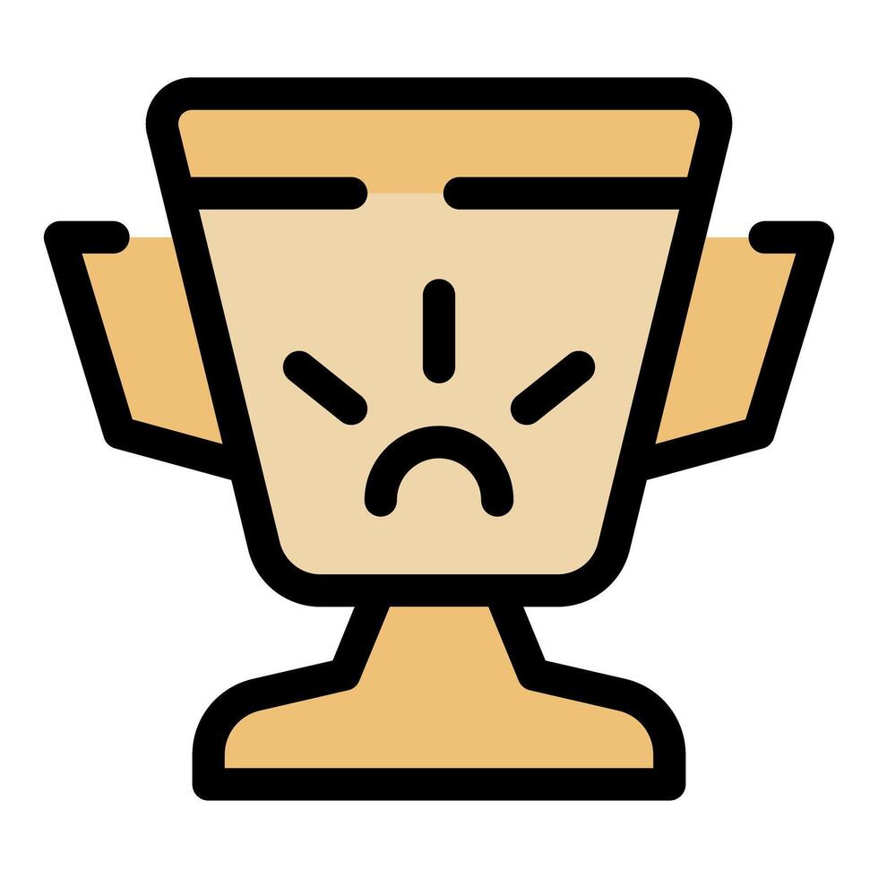 Sad trophy expressing disappointment with a frown and shining lines vector