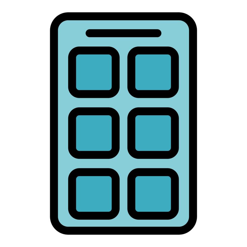 Smartphone showing a grid of app icons displaying mobile applications vector