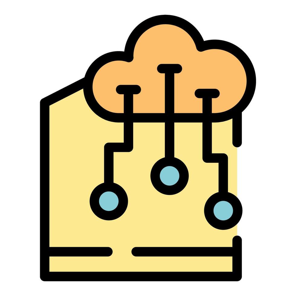Cloud computing connecting to server with circuit lines vector