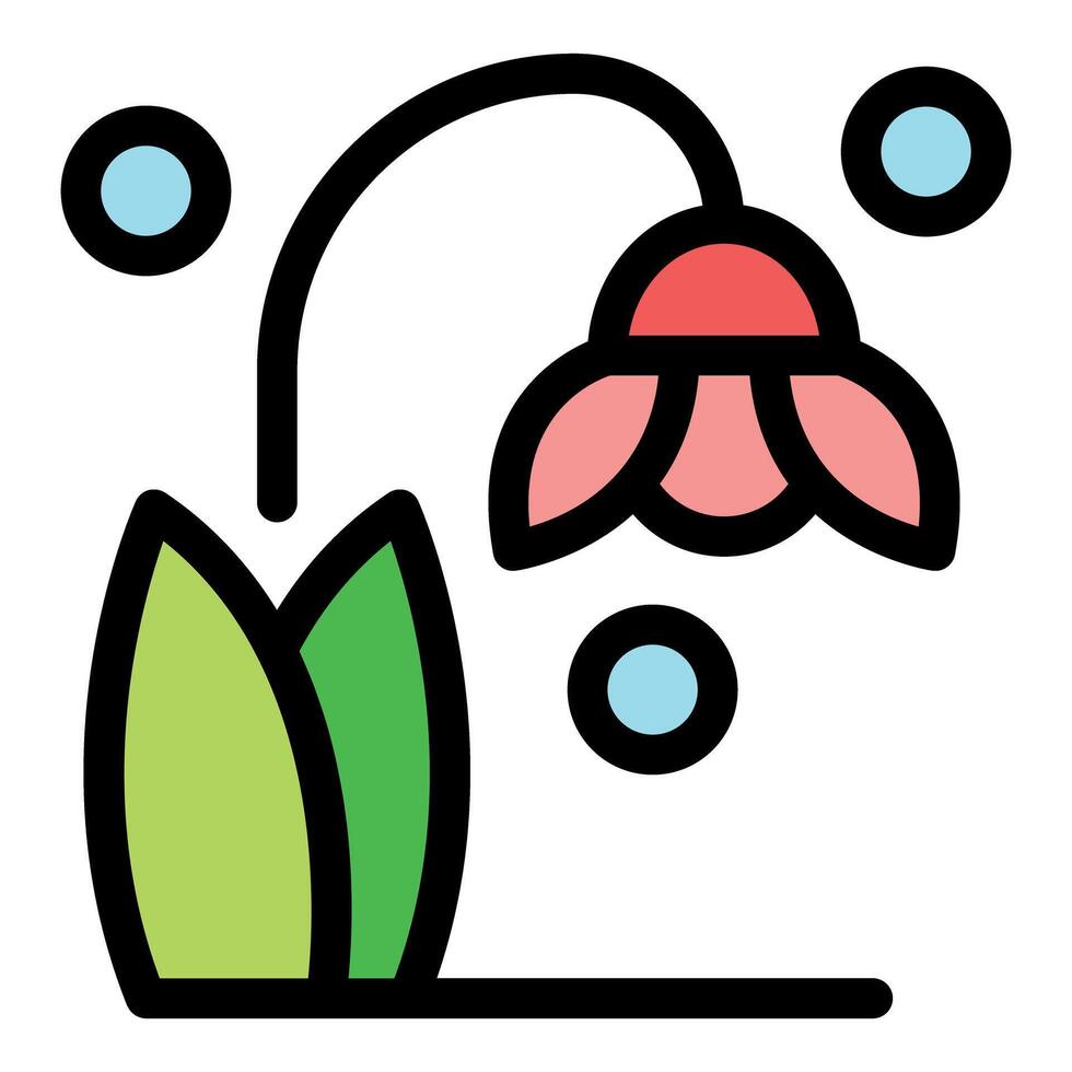 Withered pink flower with green leaves and blue circles vector