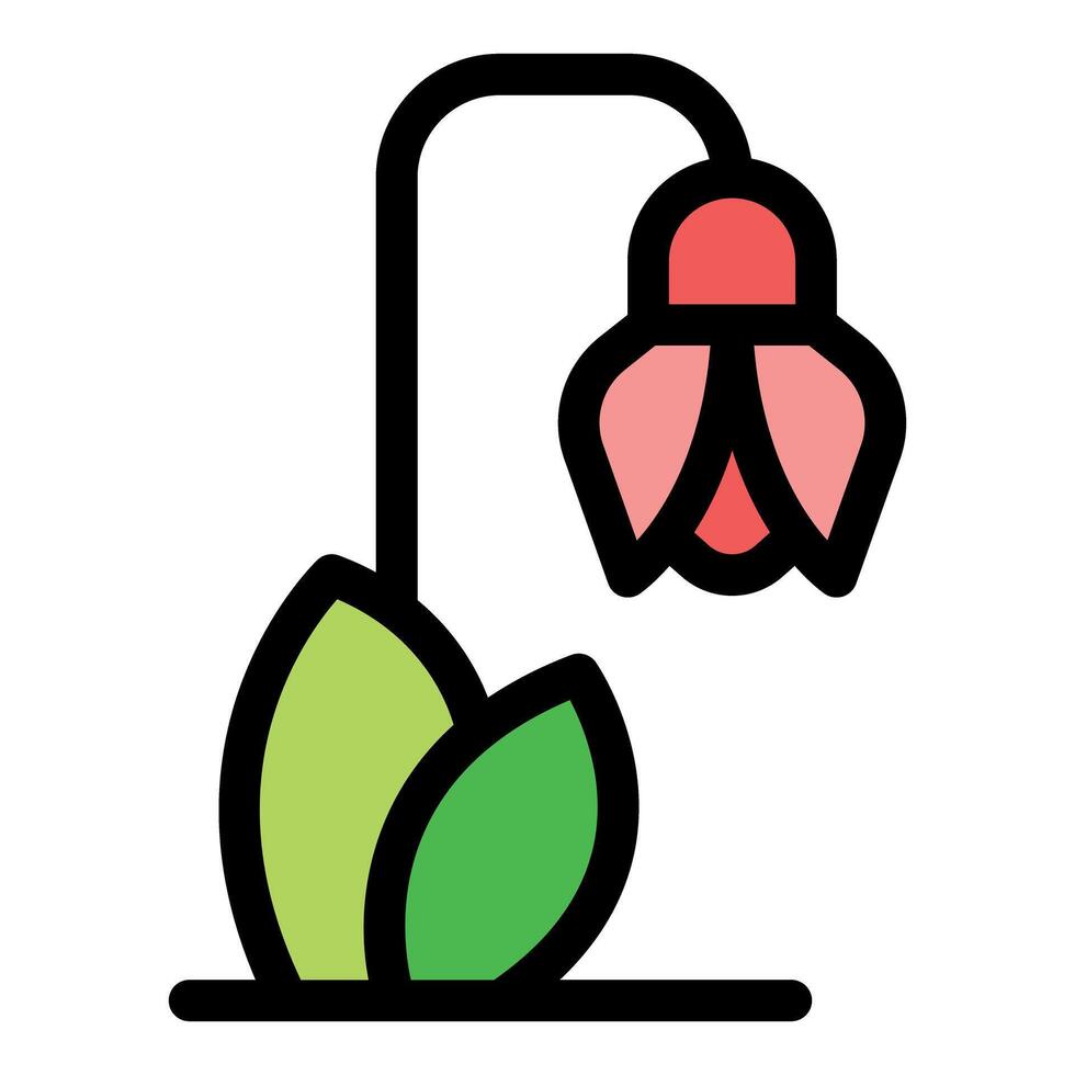 Wilting pink and red flower with green leaves icon vector