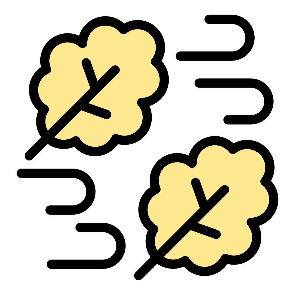 Wind blowing yellow leaves through air in autumn season vector