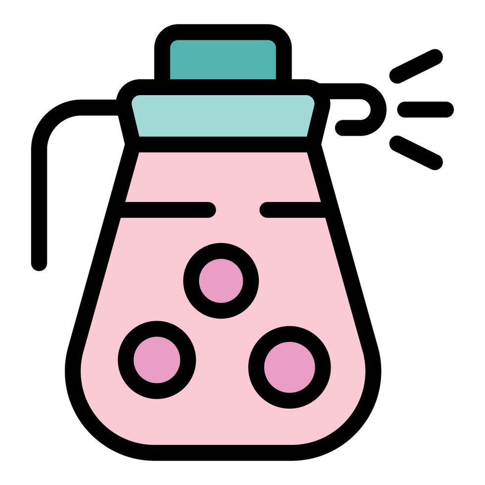 Spraying detergent icon, cleaning liquid soap spraying from bottle vector