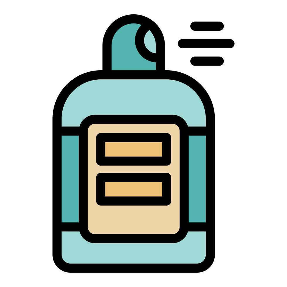 Open cologne bottle releasing fresh scent, perfume vaporizing into air vector