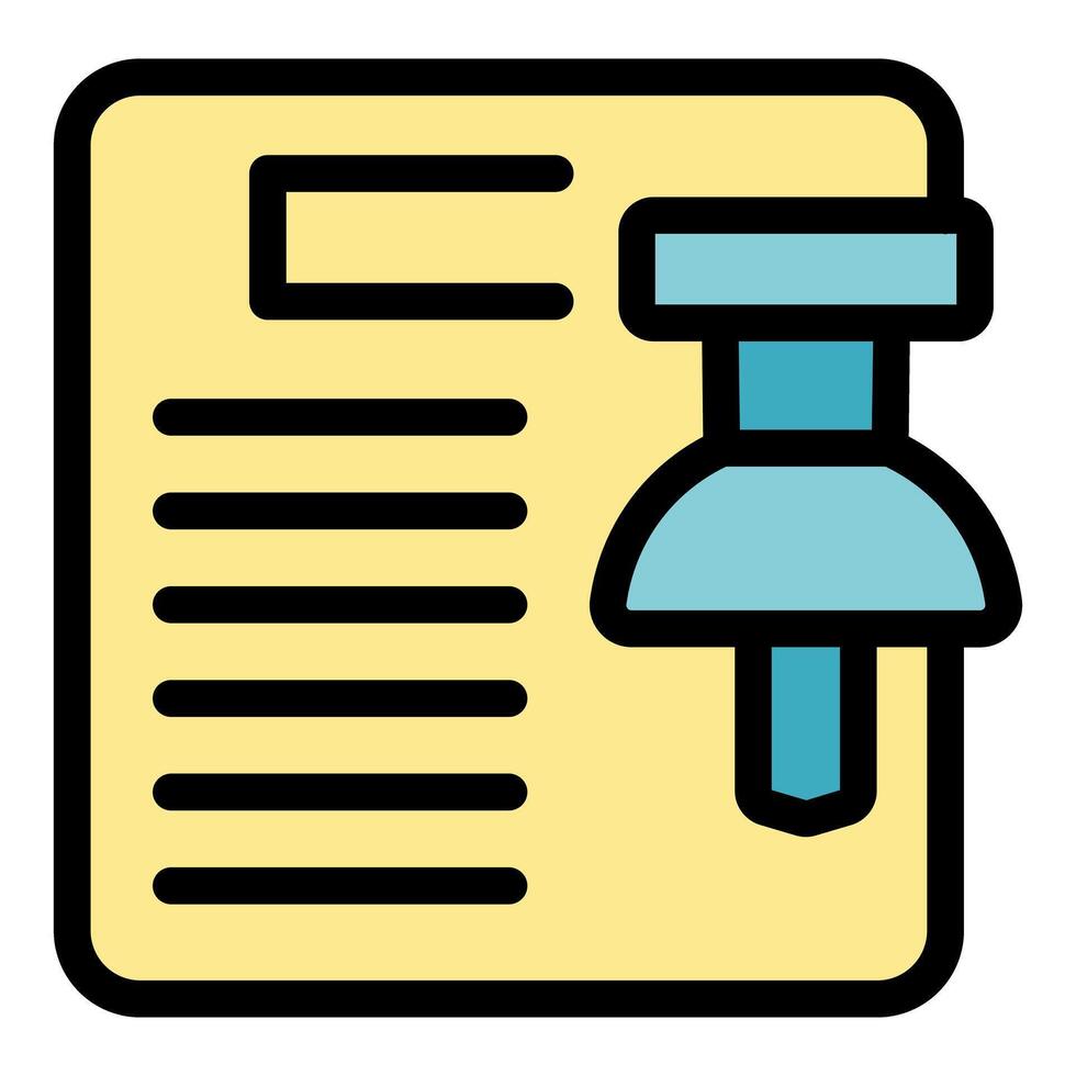 Push pin securing important document on bulletin board vector