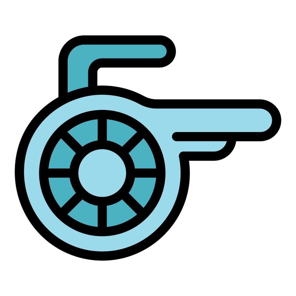 Turbine generating electricity with rotating blades and handle vector