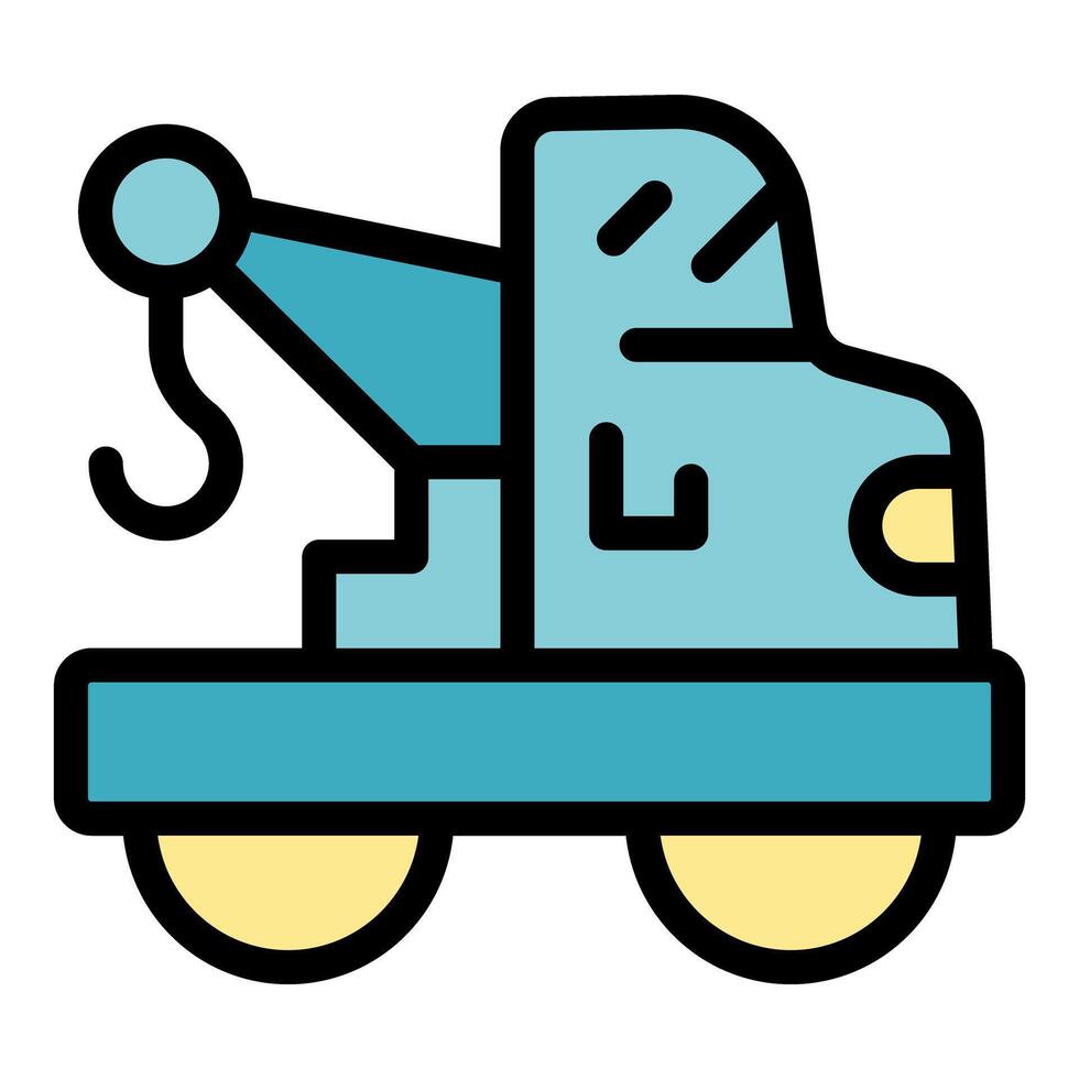 Tow truck lifting with hook, roadside assistance vehicle vector
