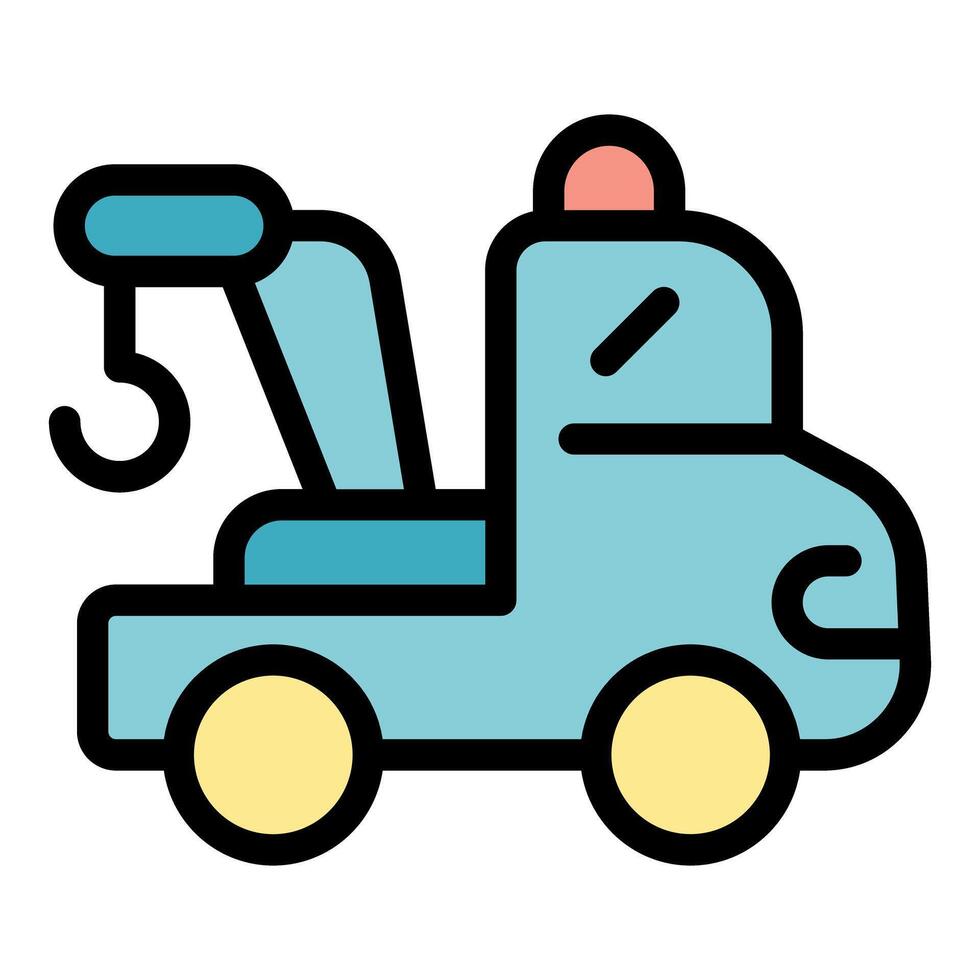 Tow truck with crane lifting hook, roadside assistance vehicle vector