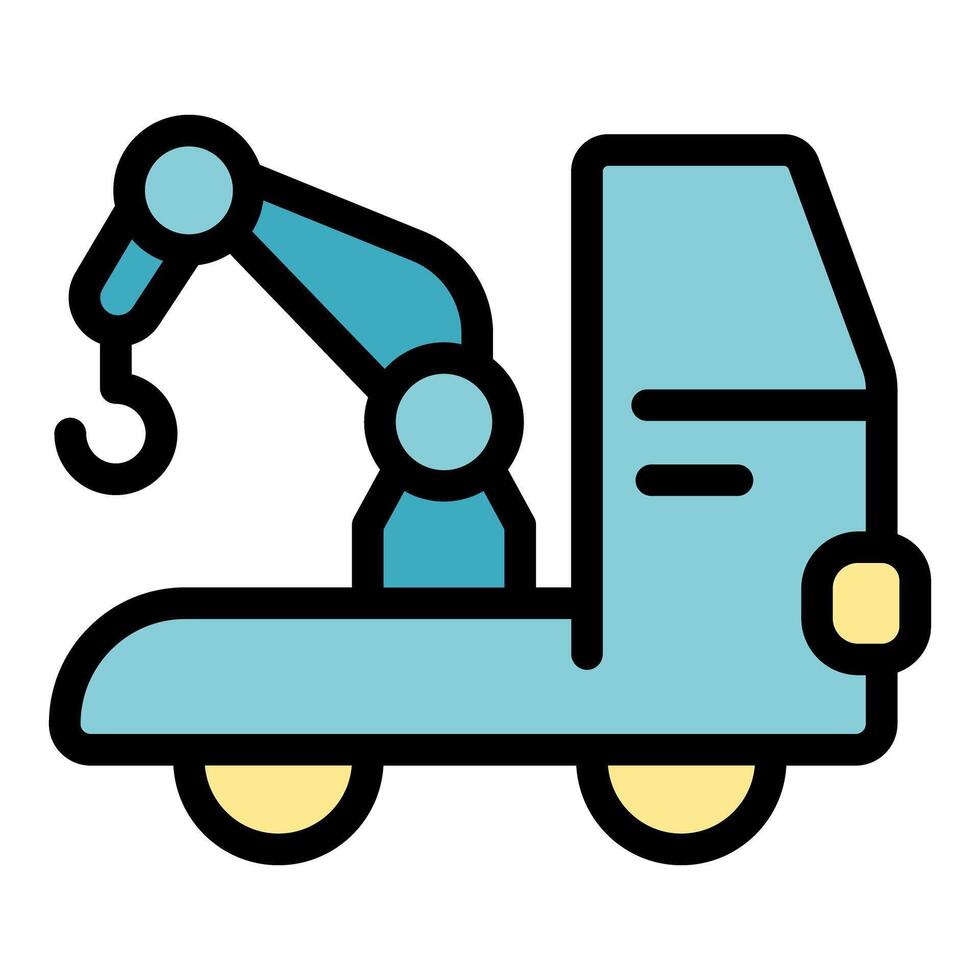 Tow truck with crane lifting hook, roadside assistance vehicle vector